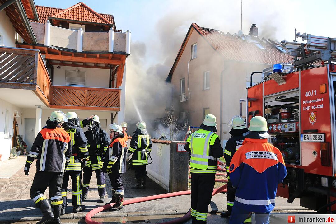 Wohnhaus brennt in Priesendorf