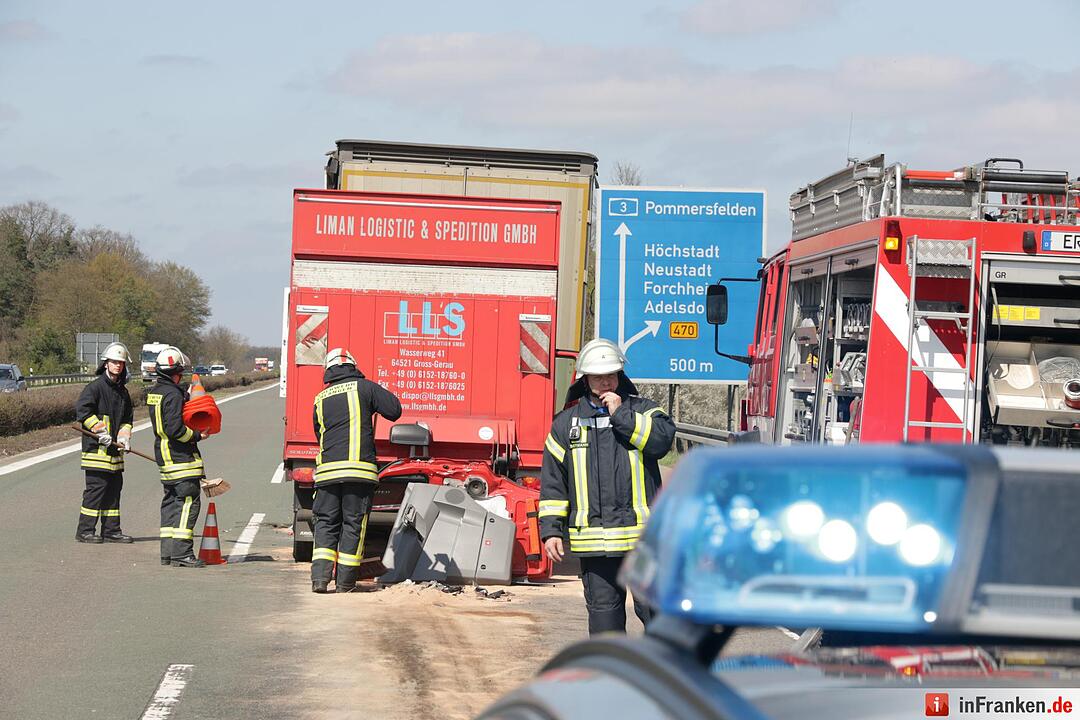 Lkw-Auffahrunfall auf A3 bei Höchstadt: Ein Schwerverletzter