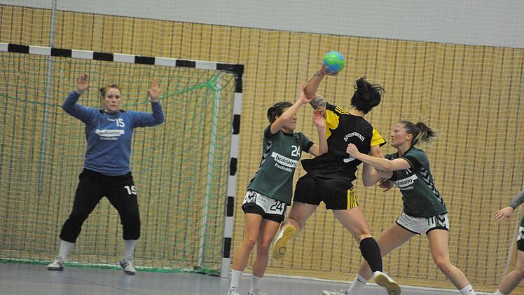 Sensationell: Mit 32:22 gewinnt die SG Garitz/Nüdlingen (grüne Trikots) gegen den Tabellendritten aus Herzogenaurach. Foto: Hopf