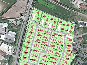 So sieht die geplante Parzellierung des neuen Baugebiets aus. Der Variante 5 des Planungsbüros TB Markert wurde der Vorzug gegeben. Einstimmig sprach sich der Gemeinderat für den Entwurf und damit die Fortführung des Verfahrens aus. Grafik: Ingenieurbüro TB Markert