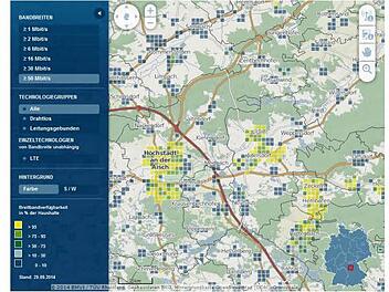 Während in den Hauptorten die Breitbandversorgung meist gut ist, lässt die Abdeckung in den Ortsteilen oft noch zu wünschen übrig. Screenshot: FT