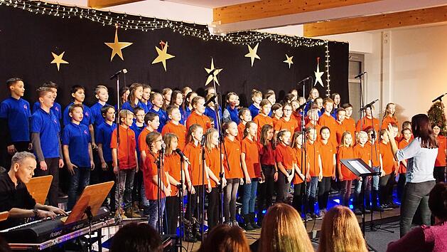 Die Chorklassen (fünfte und sechste Klassen) trugen zum Gelingen des Konzertes bei.  Fotos: Realschule Ebern