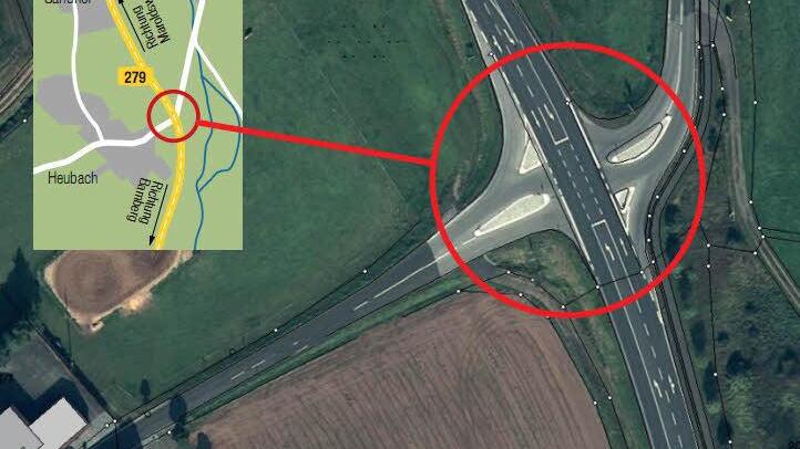 Das Heubacher Kreuz wird entschärft. Bald regelt dort eine der modernsten Ampeln in Bayern mit Induktionsspulen den Verkehr. Repro: FT-Grafik