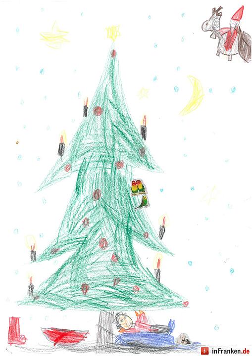 Selbstgemalte Weihnachtsbilder von Kindern aus Franken 2016