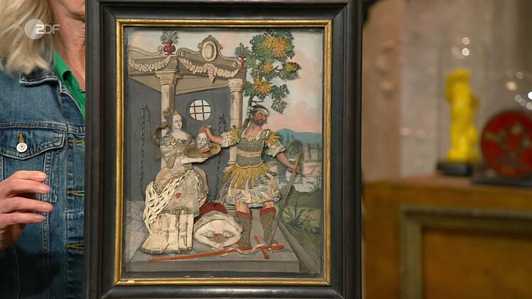 Ein sogenanntes Spickelbild mit der Enthauptung des Täufers Johannes im Bild erkannte Friederike Werner als Klosterarbeit aus Augsburg und datierte das Stück in den Zeitraum 1750 bis 1800. Der Wunschpreis von 1.500 Euro wurde von Werner auf 500 bis 700 Euro gedrückt. Letztlich zahlte Friedrich Häusser 500 Euro.