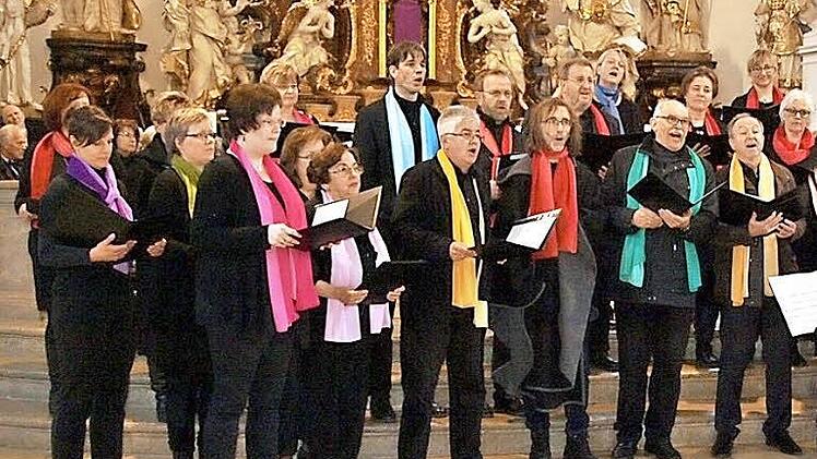 Der Ebermannstadter Chor bei seinem umjubelten Auftritt in der Gößweinsteiner Basilika.  Foto: Thomas Weichert