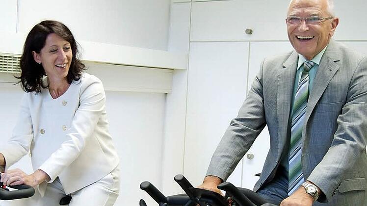 Proberadeln auf dem Heimtrainer mit Günther Denzler und Katja Bittner Fotos: Andreas Welz