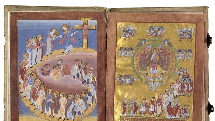 Der prachtvolle Goldschmiedeeinband des "Reichenauer Evangeliars", ebenfalls ein UNESCO-Weltdokumentenerbe.  Foto: Bayerische Staatsbibliothek München Clm 4454, Vorderdeckel