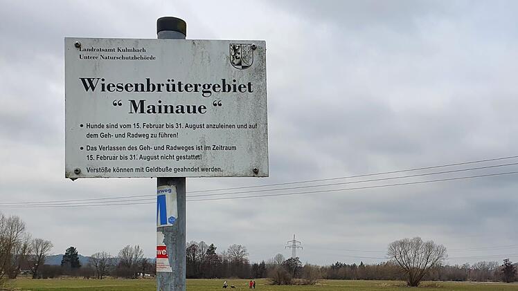 Munter herumtobende Hunde samt Besitzern direkt hinter dem Verbotsschild - leider kein seltenes Bild am Oberauhof. Foto: Christine Fischer