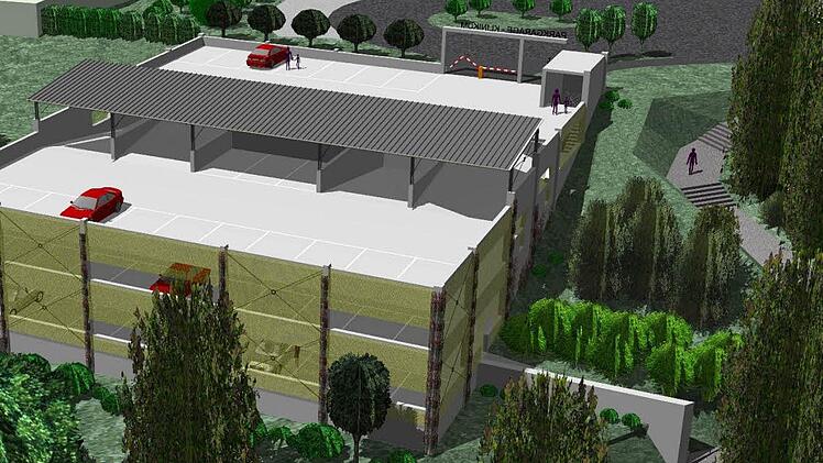 So sah die bisherige Planung für die Parkgarage des Klinikums aus: oben die Wendeschleife, rechts der Fußweg zur Albrecht-Dürer-Straße. Grafik: privat