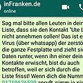 "Ute Lehr" soll Daten auf Smartphones zerstören. Das behauptet ein Kettenbrief auf WhatsApp. Können Nutzer wirklich via WhatsApp gehackt werden? Besteht eine akute Gefahr?  Screenshot: inFranken.de