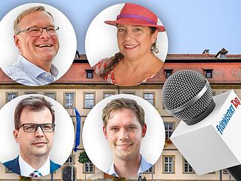 Die vier aktuellen OB-Kandidaten: (von links oben im Uhrzeigersinn) Andreas Starke (SPD), Daniela Reinfelder (BuB), Christian Lange (CSU) und Jonas Glüsenkamp (Grünes Bamberg).  Fotos: Ronald Rinklef, Nicolas Armer/dpa, privat