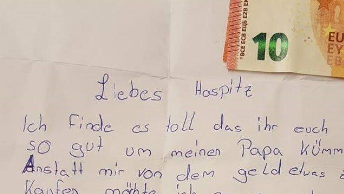Mit diesem emotionalen Brief wendet sich Lena (11) an die Mitarbeiter der Hospiz in Herne. Foto: Lukas-Hospiz Herne/Facebook