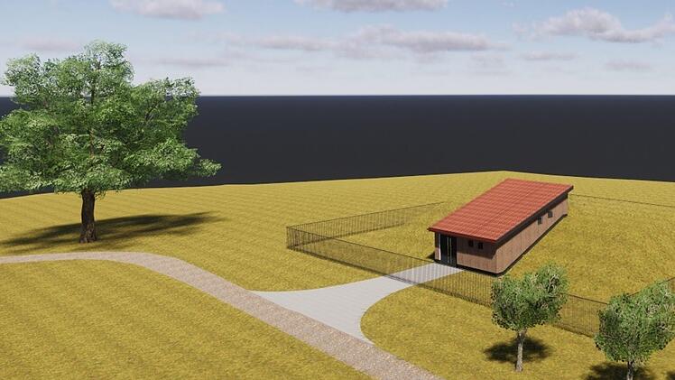 3D-Ansicht des geplanten Hochbehälters am alten Rothof zwischen Berggebiet und Wildensorg in Bamberg Darstellung: Stadtwerke Bamberg