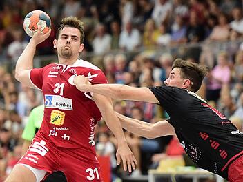 Krisztian Galli (links) und der HSC Bad Neustadt stehen nach zwei Niederlagen zu Saisonbeginn gegen die SG Nußloch vor der nächsten hohen Hürde. Foto:  Anand Anders
