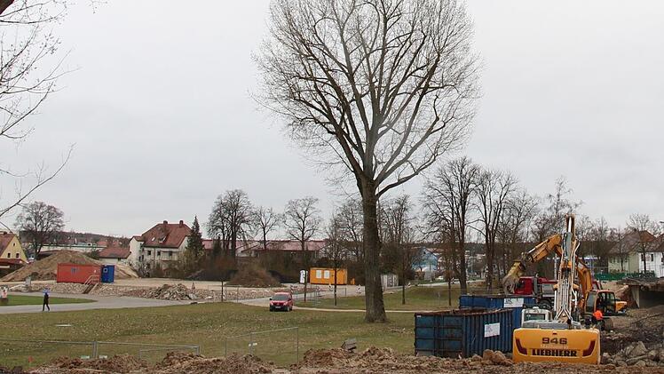Die Flutbrücke in Höchstadt wird abgerissen (rechts). Es soll währen der Arbeiten einen Übergang über die Aischwiesen geben (links). Foto: Christian Bauriedel