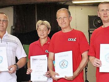 Die geehrten Mitglieder des Judo-Clubs Oberhaid von links: Stefan Greiner, Elke Bennek, Uwe Sperber und Thomas Bennek Foto: p
