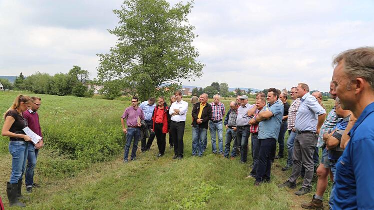 Gabriele Trommer und Ralf Bogensperger (l.) geben Erläuterungen am Hirtenbach. Foto: Franz Galster