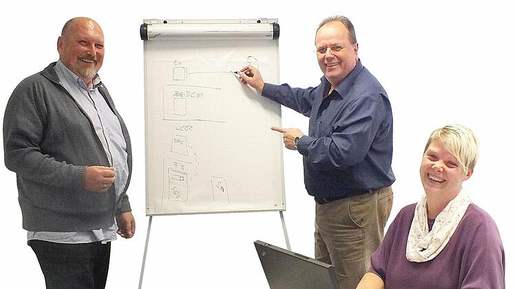 Die Geschäftsführer Roland Völlner und Franz Jungkunz und ihre Assistentin Sabrina Wartensleben. Fotos: Johanna Blum