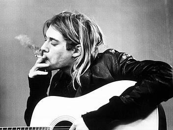 Das Gesicht des Grunge: Kurt Cobain 1991 bei einer Studiosession.  Foto: Getty Images