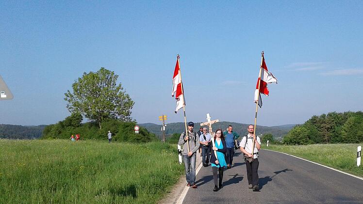 Die Kirchehrenbacher Wallfahrer auf dem Weg nach Gößweinstein Foto: Bastian Holzschuh