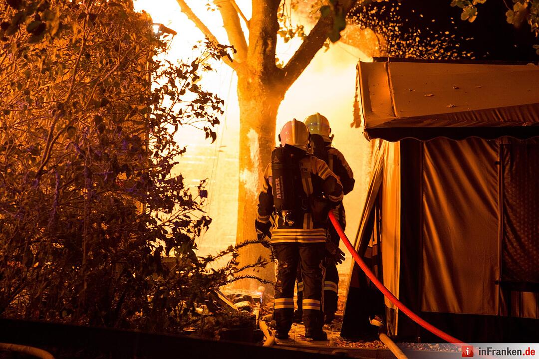 Feuer auf Campingplatz