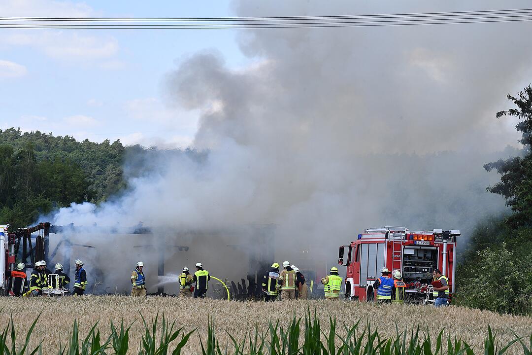 Scheunenbrand bei Memmelsdorf im Landkreis Bamberg