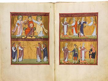 Zum Bestand der Staatsbibliothek Bamberg gehört das Weltdokumentenerbe "Bamberger Apokalypse", mit der Bettina Wagner schon Pläne schmiedet für das Welterbejubiläum 2018 in der Domstadt. Fotos: Staatsbibliothek Bamberg/Gerald Raab