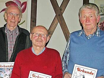Verbandsmedaillen sicherten sich in der Flugsaison 2015: Walter Muff (links, Gold), Gerhard Neugebauer (Mitte, Bronze) und Walter Koch (rechts, Gold).  Foto: Klaus Oelzner