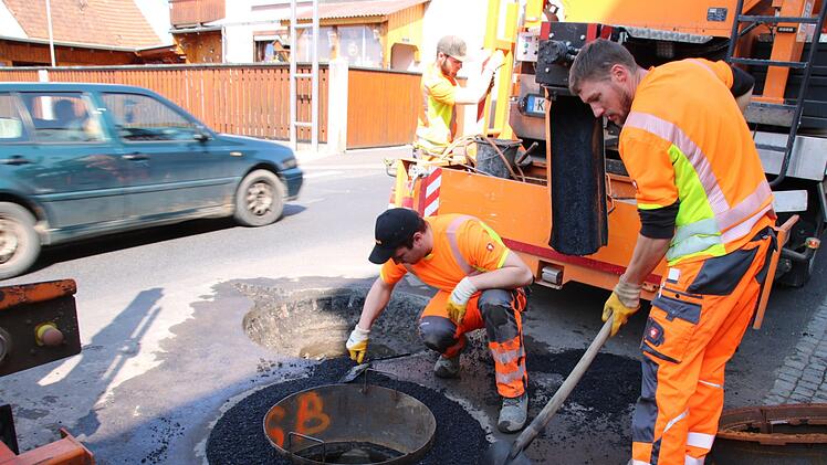 Eindrücke von der Baustelle in der Nüdlinger Ortsdurchfahrt. Foto: Ralf Ruppert