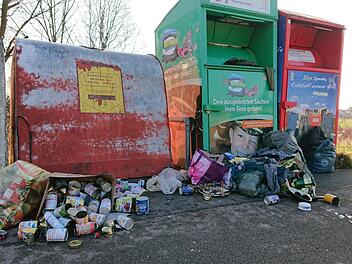 Kein Einzelfall mehr: So wie hier am Kieferndorfer Weg sah es in den vergangenen Tagen auch an anderen Containerstellplätzen in Höchstadt aus.  Foto: Andreas Dorsch