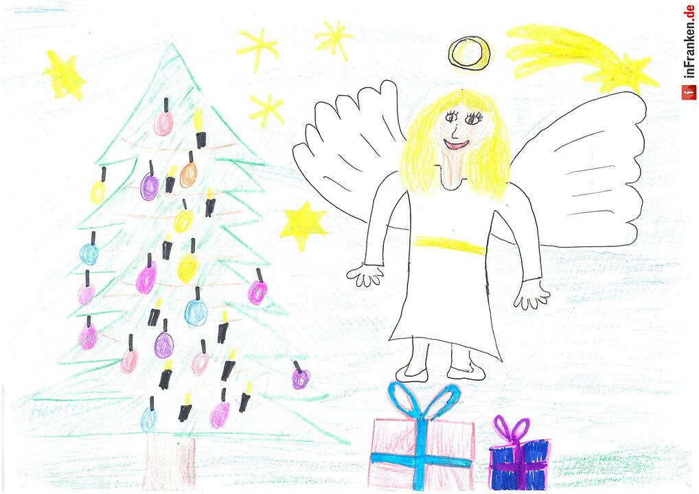 Selbstgemalte Weihnachtsbilder von Kindern aus Franken 2016