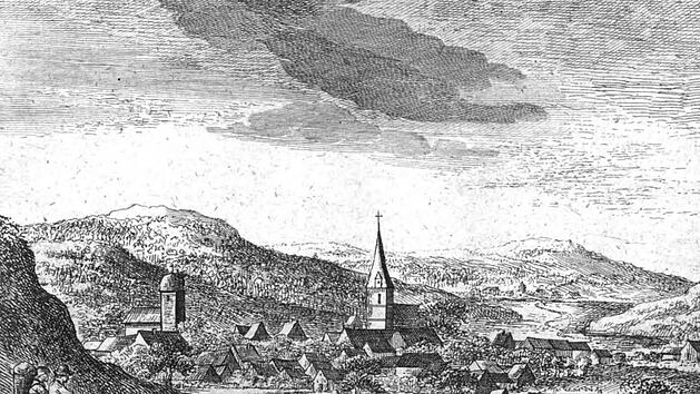 Ebermannstadt auf einem alten Stich von 1810. Autor unbekannt  Repro: l&ouml;w