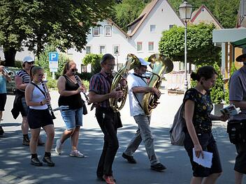 Die Hollfelder Wallfahrer auf ihrem Weg durch den Luftkurort Wirsberg. Foto: Werner Reißaus
