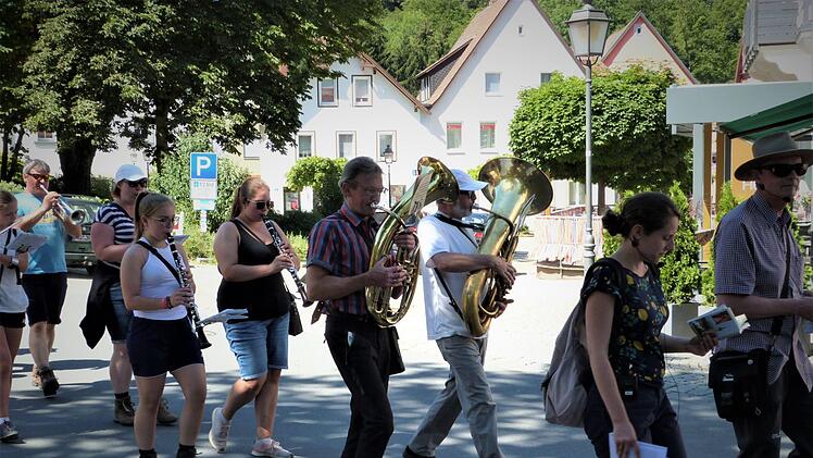 Die Hollfelder Wallfahrer auf ihrem Weg durch den Luftkurort Wirsberg. Foto: Werner Reißaus
