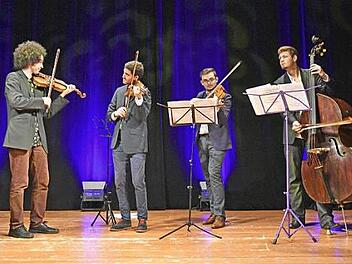 Das Streichquartett "Lockere Saiten" spielte beim kostenlosen Konzert für Senioren in der Stadthalle in Haßfurt eine Mischung aus klassischer, rockiger und poppiger Musik und erhielt viel Beifall.  Foto: Ulrike Langer