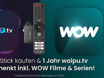 Mit dem waipu.tv-Angebot bekommst du 1 Jahr Fernsehen und Streaming zum Sparpreis. Der 4K Stick macht jeden Fernseher smart und bringt alle Top-Sender und Serien direkt ins Wohnzimmer.