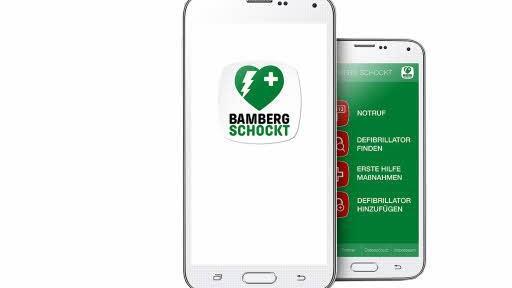 Die "Bamberg schockt"-App zeigt dem Ersthelfer mögliche Standorte von Defibrillatoren in und um Bamberg an.  Foto: Bamberg schockt