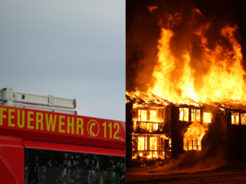 Beim Eintreffen der Feuerwehr stand das Gebäude im Gewerbegebiet Faid bereits vollständig in Flammen.