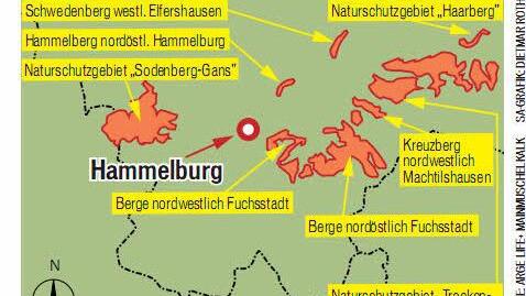 Projektgebiet "MainMuschelkalk". Quelle: Arge Life + Mainmuschelkalk; SA-Grafik: Dietmar Rothe