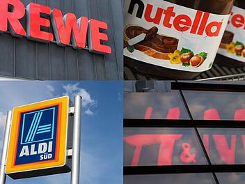 Was steckt hinter den Abkürzungen von Markennamen wie Rewe, Aldi, H&M und Co.? Wir verraten es euch. Fotos: Marijan Murat/dpa, Marcus Brandt/dpa, Christopher Schulz (2), Collage: inFranken.de