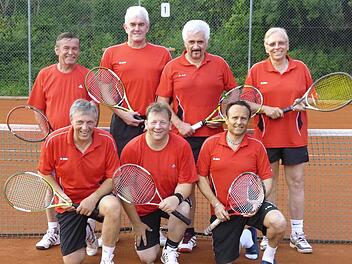Die Burghaiger Herren 50 steigen in die Bezirksliga auf. Hinten, von links: Reinhard Sauer, Jürgen Frank, Reimund Stenglein, Klaus-Dieter Beier. Vorne, von links: Udo Albrecht, Norbert Petrich, Jens Kramarczyk. Es fehlen: Dusan Porubsky und Thomas Hoffmann. Foto: privat