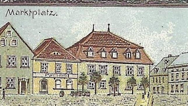 Der Marktplatz um 1904 auf einer Lithographie Repro: Sesselmann