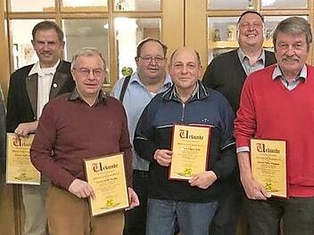 Der Oldtimerclub Kronach ehrt verdiente Mitglieder (von links): 1. Vorstand Gerhard Moser, Ralf Renk, Rolf Menke, Wolfgang Mertel, Edgar Reif, Fabian Irmer, Peter Wagner, Schriftführerin Uschi Beck. Es fehlen Johannes Odoj und Bernhard Rau. Foto: K.- H. Hofmann