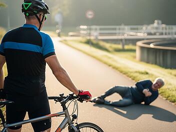 Karlstadt: Radler schubst Spaziergänger zu Boden - und