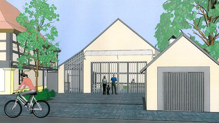 Skizze des neuen Dorfplatzes Pautzfeld. Bauherr ist die Gemeinde Hallerndorf.  Grafik: Architekturbüro Schönfelder