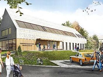 So kann das Begegnungszentrum Marktleugast mit Arztpraxis nach einem Entwurf des Architekturbüros Juli aussehen. Entwurf: Architekturbüro Juli