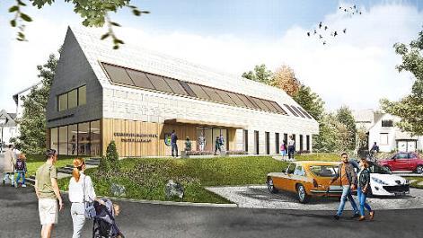 So kann das Begegnungszentrum Marktleugast mit Arztpraxis nach einem Entwurf des Architekturbüros Juli aussehen. Entwurf: Architekturbüro Juli