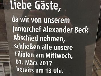 In den Beck-Filialen hängen diese Plakate. Foto: Peter Groscurth