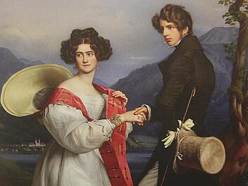Das Verlobungsbild von Prinzessin Ludovika von Bayern und Herzog Maximilian in Bayern, der Eltern von Kaiserin Sisi - ein Ölgemälde von Joseph Karl Stieler aus dem Jahr 1828. Foto: Bernhard Graf